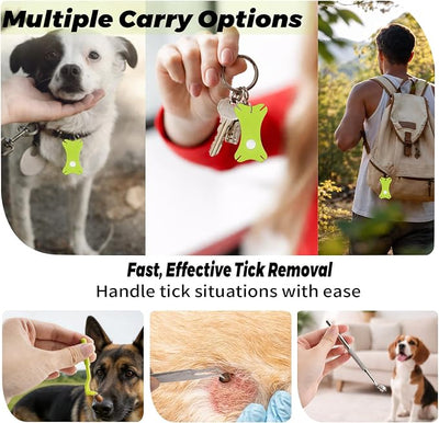 Tick Removal Tool Kit for Dogs Cats and Humans, Stainless Steel Tick Remover Set with 3 Tick Tweezers, 3 Tick Twisters, Tick Key, Tick ID Card and Leather Case for Camping Hiking Outdoor