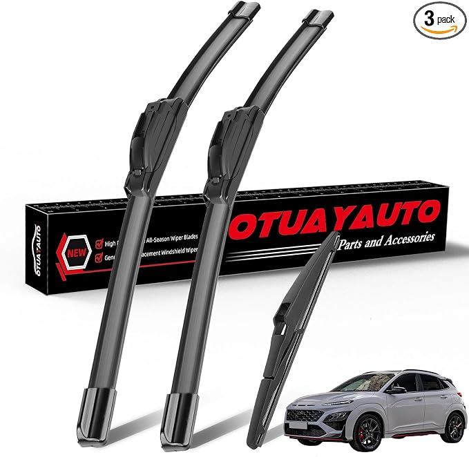 OTUAYAUTO Windshield Wiper Blades Replacement for Hyundai Kona 2018-2023 All-Extreme Weather Performance Quiet No Trace Front and Rear Wipers U/J Hook 26"+16"+11" (Pack of 3)