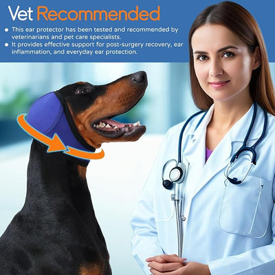 Dog Ear Muffs & Swim Cap and No Shake Ear Wrap for Bathing, Hematoma, Drying & Noise Anxiety Relief - Elastic Waterproof Ear Protection with Calming Hoodie for Grooming