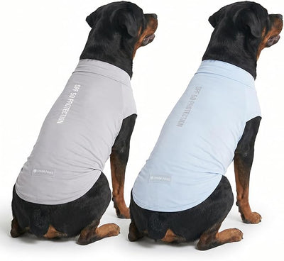 Spark Paws Sunblock Dog T-Shirt, SPF30 Protection, Lightweight Breathable Quick Dry for Dogs with Sensitive Skin - Blue & Grey (Set of 2) - 5XL