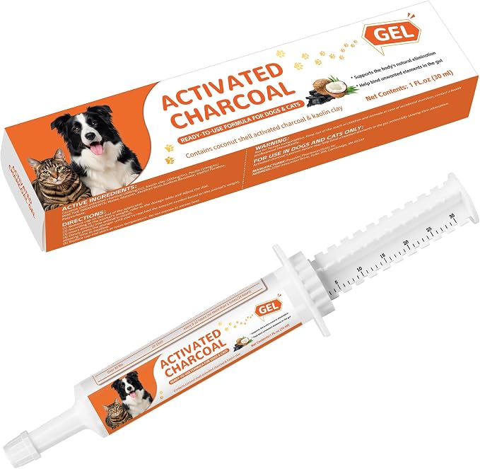 Activated Charcoal Paste for Dogs & Cats – 30 ml First Aid for Pet Poison Emergency, Toxin Absorber for Digestive Health, Easy-Use Paste for Puppy & Kitten, Home & Travel Essential