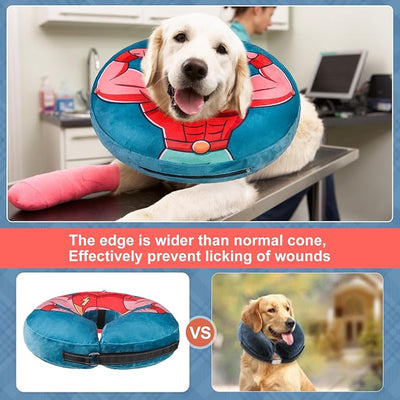 BEAUTYZOO Dog Cone Collar After Surgery for Large Medium Dogs, Soft Dog Cones Alternative to Stop Licking, Comfortable Inflatable Recovery Cones, Dogs Neck Donut Not Block Vision E-Collar, Blue M