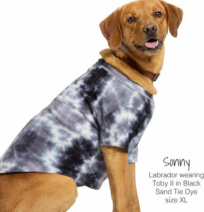 Pet Passion Toby II - The Perfect Tee, 3 Pack Short Sleeve Pet T-Shirt 100% Organic Cotton Tees Clothes for Small, Medium, Large Dogs, Black Sand Tie Dye, X-Large (55-80 lbs)