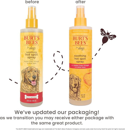 Burt's Bees for Pets Hot Spot Spray for Itchy Dogs with Apple Cider Vinegar and Aloe Vera, Soothes Itchy Skin, 95% Natural Origin Formula, Unscented, pH Balanced, 10 Fl Oz - 6 Pack