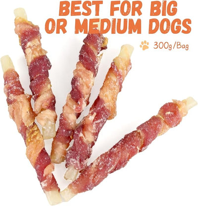 Pawmate Triple Flavor Dog Treats, Chicken Duck Wrapped Cod Sticks, Rawhide-Free Grain-Free Soft Chewy Treats Natural Ingredients, Training Snacks for Small Medium Large Dogs, 15-17 Counts, 10.6 oz