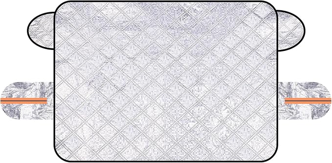 HARFINGTON Car Windshield Snow Cover, 63 Inch 3 Layers Large Vehicles Heavy Duty Automotive Frost Ice Windscreen Covers with 5 Magnetic Edges and Side Mirrors Guard for SUV Trucks, Silver