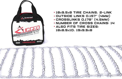 The ROP Shop 2 Link Tire Chains & Tensioners for Kubota Lawn Mower with 18x8.5x10 Tires Snow