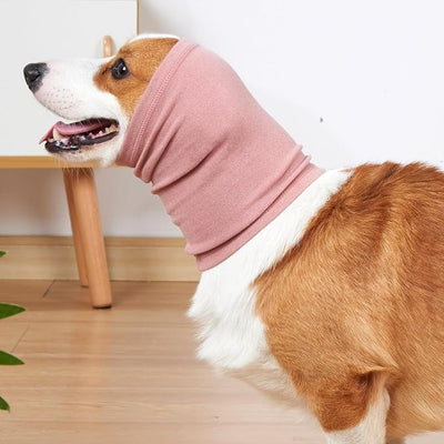 No Shake Ear Wraps for Dogs,Soft Dog Calming Hoodie Dog Ear Cover Ear Muffs for Anxiety,Grooming,Bathing,Swim,Noise Protection Quiet Ear for Dogs,Pink L
