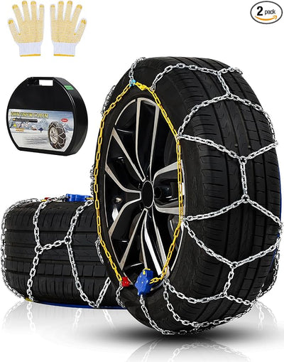 Auto Tightening Snow Chains Tire Chains For Cars Suv Pickup Trucks - Auto Tightening 1 Min Quick Fit AND Easy Installation, Reusable Universal Emergency Traction Snow Chains - Set of 2（HKN100）