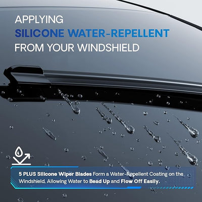 5 PLUS® Silicone 18 Inch Wiper Blades 2 Pack Replacement For FORD Ranger 2011-1999/CHEVY HHR 2011-2006/JEEP Commander 2010-2006/MAZDA MX-5 Miata 2015-2006, Silicone Windshield Wiper Blades For My Car.