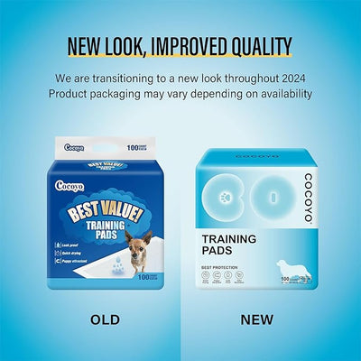 COCOYO Best Value Training Pads, 22" x 22", 100 Count, White & Blue Puppy Pads