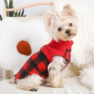 Dog Sweaters for Small Dogs Girl Boy Fleece Puppy Sweater Warm Soft Pet Holiday Clothes for Small Cats Dogs Chihuahua Sweatshirt, XS, Red