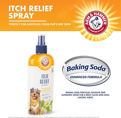 Arm & Hammer for Pets Itch Relief Spray Dogs Baking Soda Soothe Itchy Irritated Skin Hot Spots Chamomile Peppermint 8 FL Oz 6 Pack No Rinse