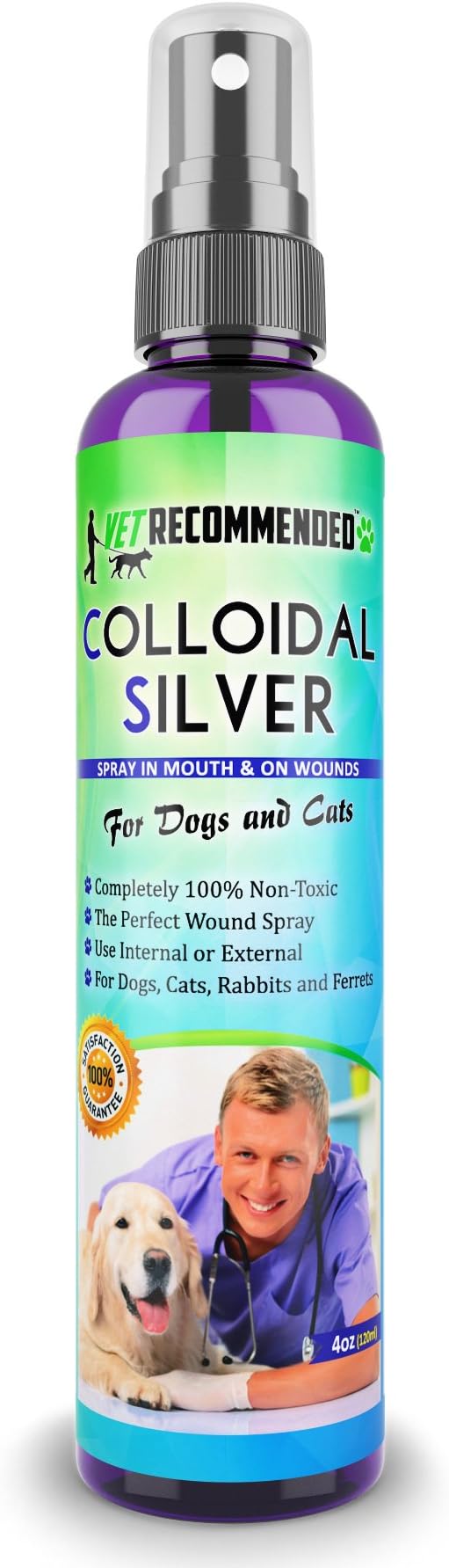 Vet Recommended - Colloidal Silver for Dogs & Cats - (4oz/120ml) - Colloidal Silver Spray that Works as Natural Hot Spot Solution - Made in USA