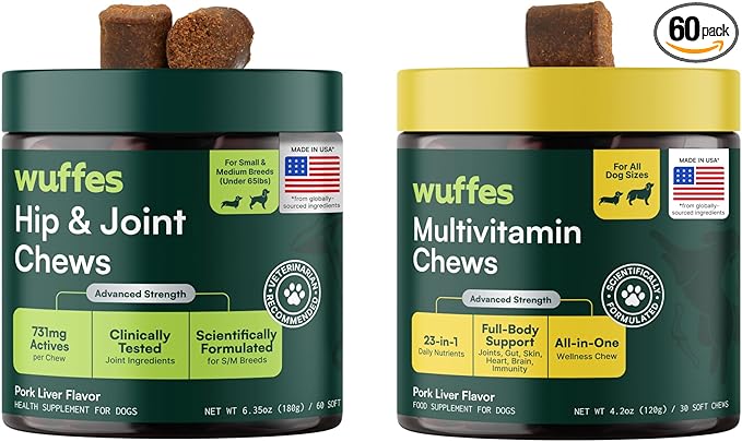 Hip and Joint Supplement for and 23-in-1 Multivitamin Bundle for Dogs (Small & Medium Breed)