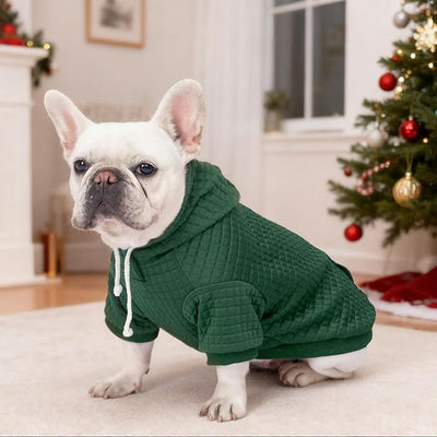 2 Pack Dog Hoodie Sweaters for Small Medium Dogs Warm Dog Clothes for Large Dogs Soft Waffle-Like Laminated Sweatshirt Bulldog (Dark Green+Wine Red, XS (Back: 10",Chest: 13", Neck: 9"))