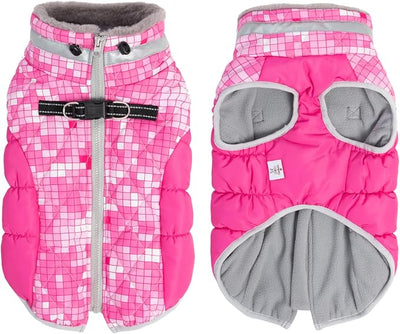 CuteBone Waterproof Thick Dog Winter Coat Doggie Jacket Warm Pet Clothes Comfortable Puffer Dog Vest for Small Medium Large Dogs with Harness Hole YRFN05M
