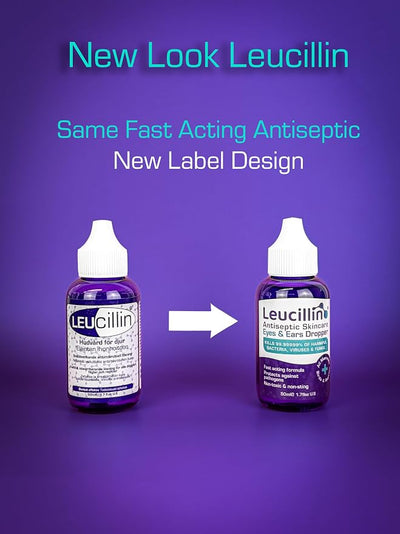Leucillin Natural Antiseptic Dropper for Dogs, Soothes Itchy Skin and Promotes Healing, Effective Treatment for Dogs, Wound and Skin Care Solution for Pets, First Aid Kit Essential - 50ml