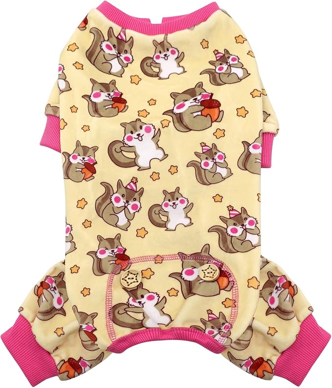 KYEESE Dog Pajamas for Small Dogs Soft Material Stretchable Dogs Pjs Cat Pajama Dog Apparel, Chipmunk, X-Small