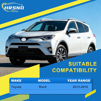 HRSNO® Wiper Blades:3-Pack Windshield Wipers for Toyota Rav4 2013-2018-All-Season Beam Design-Quiet Streak-Free-Exact Fit Replacement for Toyota Cars (26"/16"/10")