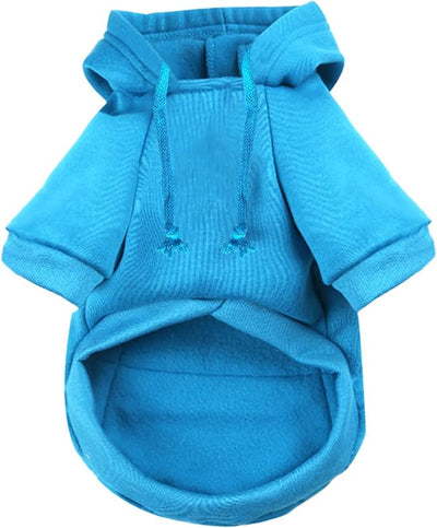 Jecikelon Dog Hoodies for Small Dogs with Zipper Pocket, Soft Fleece Puppy Clothes with Rope Hat, Warm Winter Outfits Cold Weather Coats, Cute Sweatshirt Chihuahua Costume (Blue, X-Large)