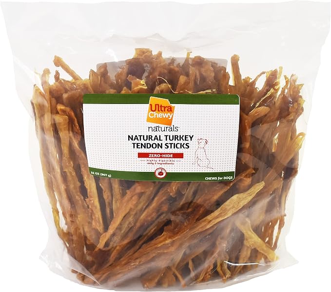 Turkey Tendon Sticks for Dogs - Premium All-Natural, Hypoallergenic, Long-Lasting Dog Chew Treat, Easy to Digest, Ingredient Sourced from USA (2 Lbs Pack)
