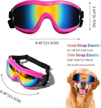 Dog Sunglasses Goggles, UV Wind Dust Fog Protection Pet Glasses Eye Wear Protection with Adjustable Strap for Medium or Large Dog (Pink)