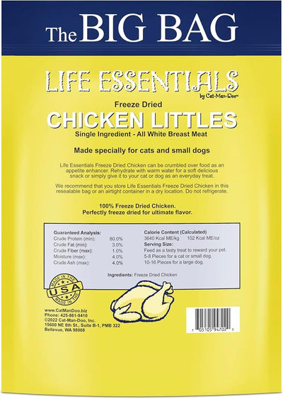 Life Essentials by Cat-Man-Doo | Chicken Littles - 16oz Bag | Freeze Dried Chicken Cat & Dog Treats | Healthy, Single Ingredient, Training Treats, High Protein