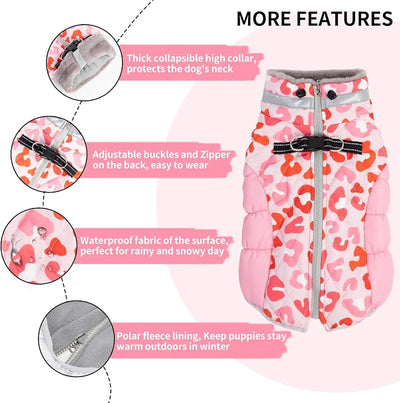 CuteBone Waterproof Winter Coat with Harness, Reflective Warm Jacket with Zipper for Cold Weather, Snowsuit for Small Medium Large Dogs YRFN06XXL
