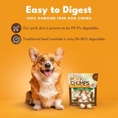 Pork Chomps Baked Pork Skin Dog Chews, 3-inch Knots, 18 Count