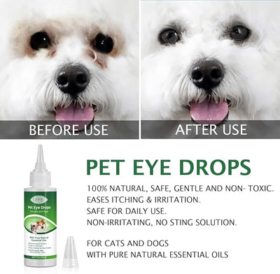 Dog Eye Drops, Eye Drops for Dogs and Cats, Dog Eye Infection Treatment to Soothe Infection Allergy, Relieve Dry Eyes Pink Eyes, Pet Tear Stain Cleaner, Dog and Cat Eye Wash, 2.02 fl.oz
