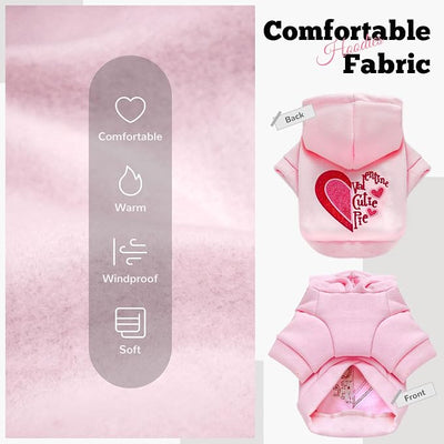 ABRRLO Small Dog Hoodie Clothes Cute Pink Fleece Dog Sweater for Small Dogs Cats Girl Warm Puppy Sweatshirt with Leash D Ring Fall Winter XS Pet Outfits Chihuahua Yorkie Shihtzu Clothing(Cutie Pie,XS)
