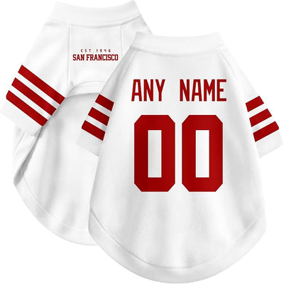 San Francisco Dog Clothes Jersey Style Personalized Pet T Shirt with Custom Name Number for Small Medium Large Dogs