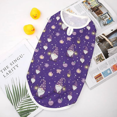 Sun Protection Dog Sleeveless Tank Top Cartoon Sleepy Gnome Purple, Stretchy Breathable Pet Shirts for Small Medium Dogs, Large