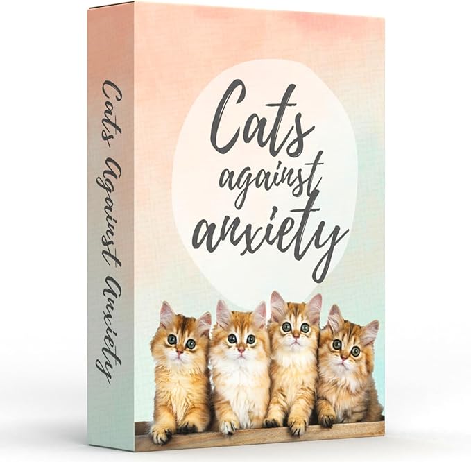Cats Against Anxiety Cards - 50 Cards by for Self Esteem and Stress, Affirmations for Anxiety Emotions Cat Gifts for Women Men (Cats Against Anxiety)