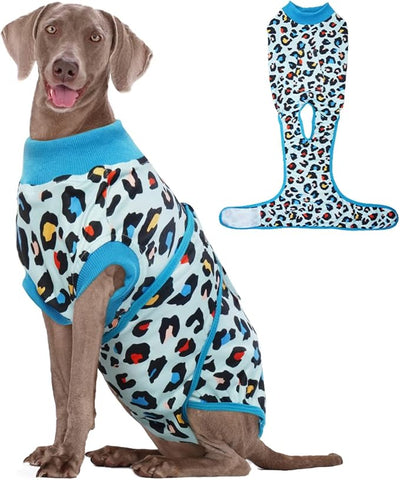 Kuoser Dog Recovery Suit for Dogs After Surgery,Professional Surgical Onesie for Female Male Dogs Spay Neuter,Soft Dog Surgery Suit Bodysuit for Abdominal Wounds Skin Disease,Blue Leopard XL