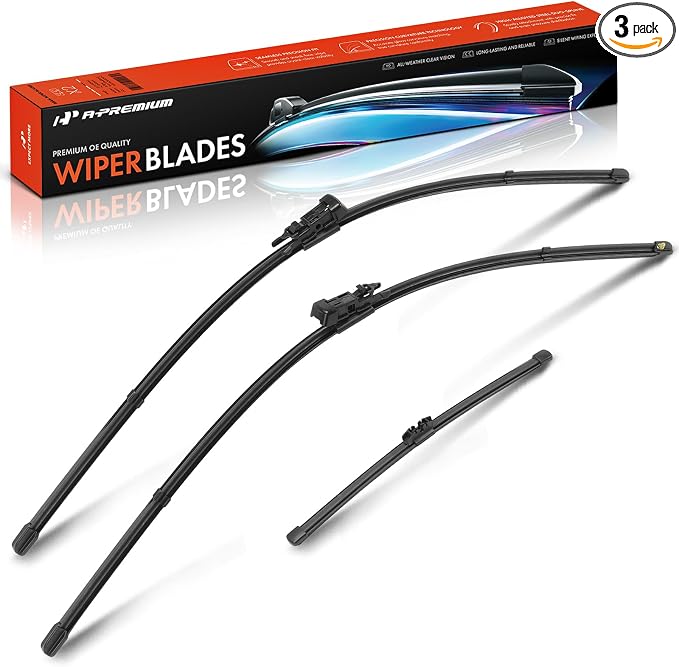 A-Premium 28"+28"+11" Windshield Wiper Blades with Wear Indicator & Towel | Compatible with Ford Escape 2013 2014 2015 2016 2017 2018 2019, Front Rear Wipers Blade Set for TL2/FR_DH Arm, Pack of 3