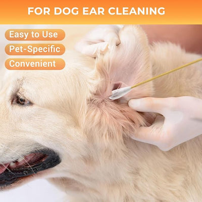 OwnWise 200pcs Large Cotton Swabs, Big Cotton Balls Jumbo Size with 6 Inch Bamboo Sticks, Long Wooden Cotton Swab for Dog Ears Cleaning