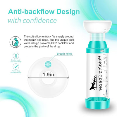 Cat Inhaler Spacer with Round Silicone Mask – Feline Aerosol Chamber for Cats with a Respiratory Condition (Includes 1 Mask Sizes)