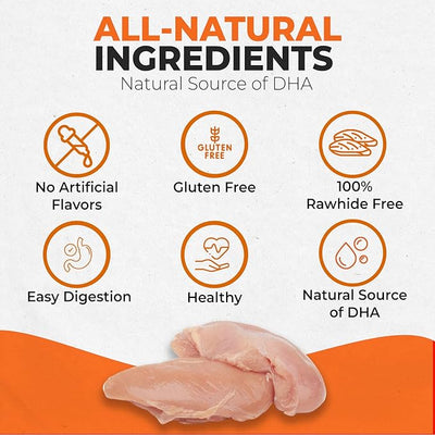 Canine Naturals Puppy Chicken and Rice Chew - Rawhide Free Puppy Treats - Made with USA Chicken - All-Natural & Easily Digestible of 5-Inch Sticks for Puppies,(Pack of 20)