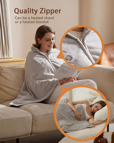 Zireot Cordless Heated Blanket, Battery Operated & Rechargeable Throw – Portable Electric Blanket with Far-Infrared Heating, Faux Rabbit Fur, 9000mAh Battery Powered, Travel, Office & Outdoor Use
