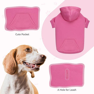 Dog Sweaters for Medium Dogs Dog Hoodie Dog Sweater Solid Soft Brushed Fleece Dog Clothes Dog Hoodie Sweatshirt with Pocket(Pink-M)