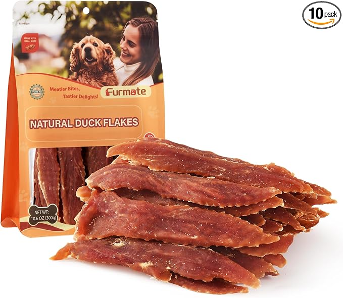 Duck Jerky Dog Treats, Tender Duck Breast Only, High-Protein & Low-Fat, Easily Digestible & Rawhide-Free, Healthy Skin & Shiny Coat, Reward & Training Treats for All Life Stages Dogs, 10.6 oz