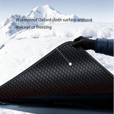 Windshield Cover for Ice and Snow,Black Winter Summer Sunshade with Thickened 600D Oxford Fabric, Universal Car Frost Shield Snow Cover Windshield Protector