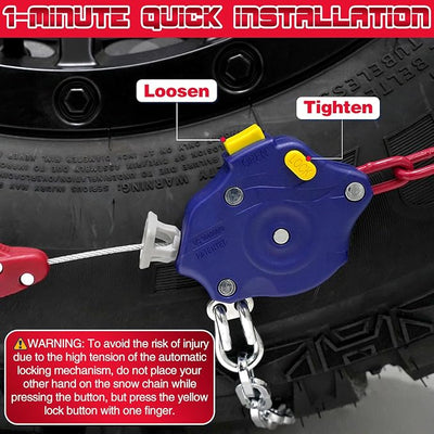 DEDC Auto Lock Snow Tires Chains 4.5mm Heavy-Duty Mn Steel Fits 265 275 285 | 1Min Quick Anti Skid Chains for Car Off Road SUV And Pickup Trucks Traction Ice Iced Cold Road Set of 2 (KS1618)