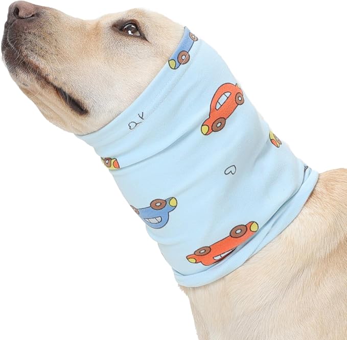 Nanaki Soft Quiet Ears for Dogs Hearing Protection Noise Cancelling-Dog Snood Ear Protector for Eating&Drinking,Dog Headband for Grooming,Ear Flap Wrap for Hematoma,Anxiety Relief, Separation,Blue,L