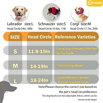 Dog Ear Covers,Dog Ear Muffs Noise Protection,No Flap Ear Wrap for Dogs Hematoma Recovery,Adjustable Calming Hoodie Shower Cap for Grooming,Bathing,Swimming & Anxiety Relief(Fuchsia&Yellow,L)