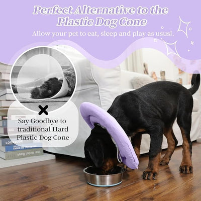 IDOMIK Dog Cone,Waterproof Dog Recovery Collars & Cones,Comfy Protective Pet Neck Donut Collar After Surgery,Soft Cone for Dogs to Stop Licking,Adjustable Elizabethan Collar for Dogs & Cats,Purple,XL