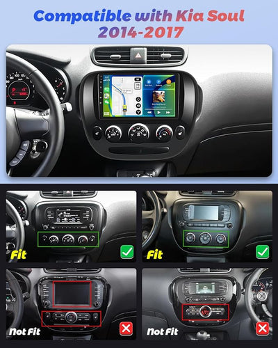 4Core 64G for Kia Soul 2014-2017 (Manual A/C) Android Car Stereo Radio with Wireless Carplay Android Auto, 9 Inch Touchscreen Radio WiFi GPS Navigation Bluetooth FM RDS EQ Mirror Link