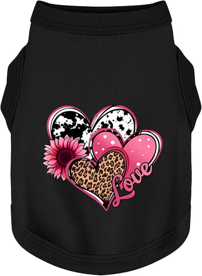 Discover Cozy Cotton Canine Wear: Soft, Lightweight, and Breathable Dog Shirt Vest with Eye-Catching Graphics (Hearts and Love), Keeping Your Furry Friend Comfy! Black 4XL